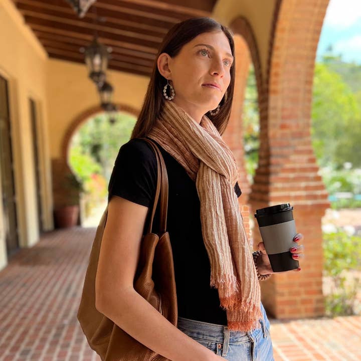 Humble Hilo - Wholesale Scarf - Women's - Humble Hilo Cumulus 100% Cotton Scarf Center Stripes32