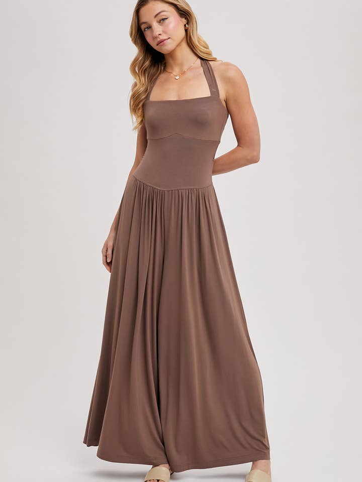 Bluivy – wholesale Jumpsuit – Women's – HALTER TIE-BACK CLOSURE SQUARE NECK WIDE LEG JUMPSUIT11