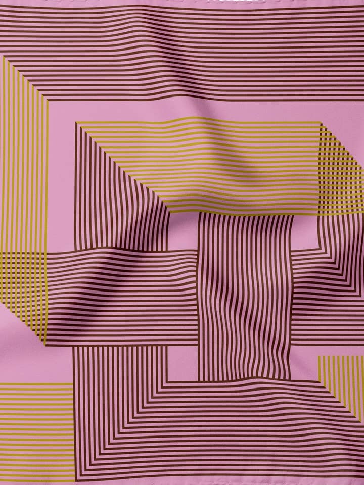 Sciarpa in seta 100% rosa Labirinto moderno 27"*27" per la vendita all'ingrosso da parte di Fetolia