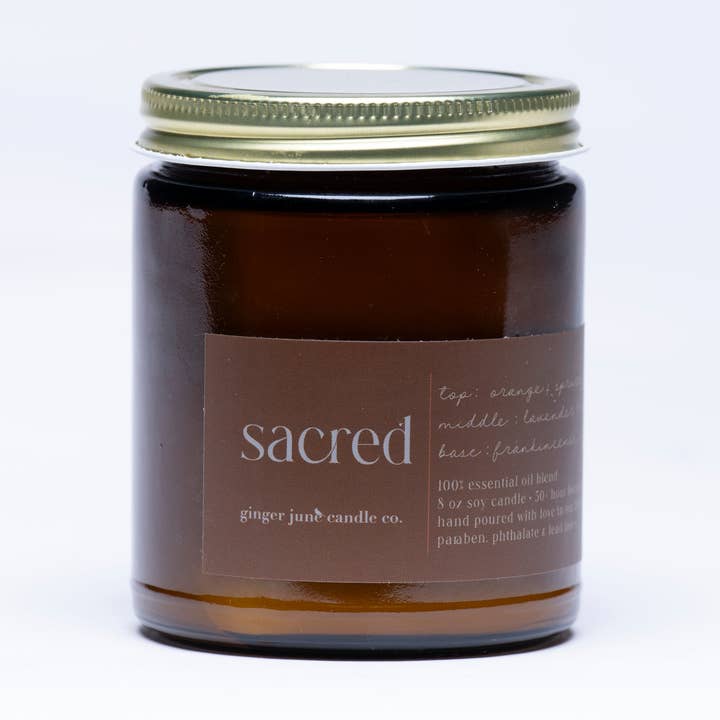 SAGRADO • colección minimalista • 100% EO vela de soja de 8 oz para venta al por mayor de Ginger June Candle Co.