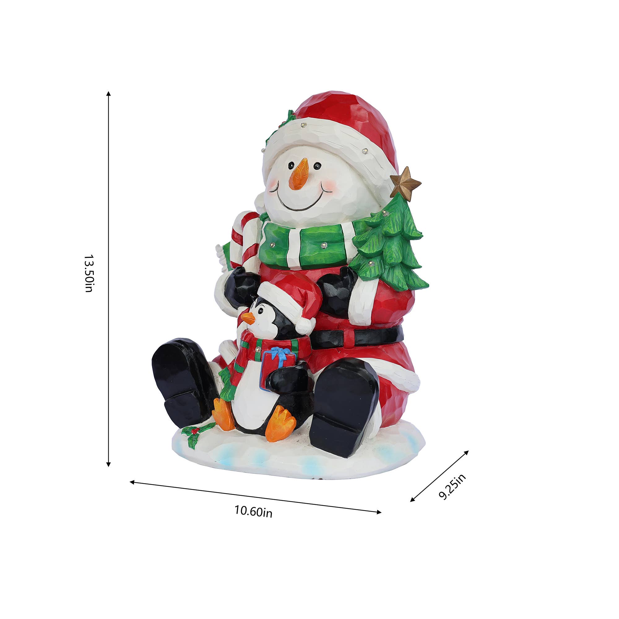 Hi-Line Gift Ltd. - Venta al por mayor Decoración navideña - Decoración navideña con diseño de pingüino y muñeco de nieve con luces LED11
