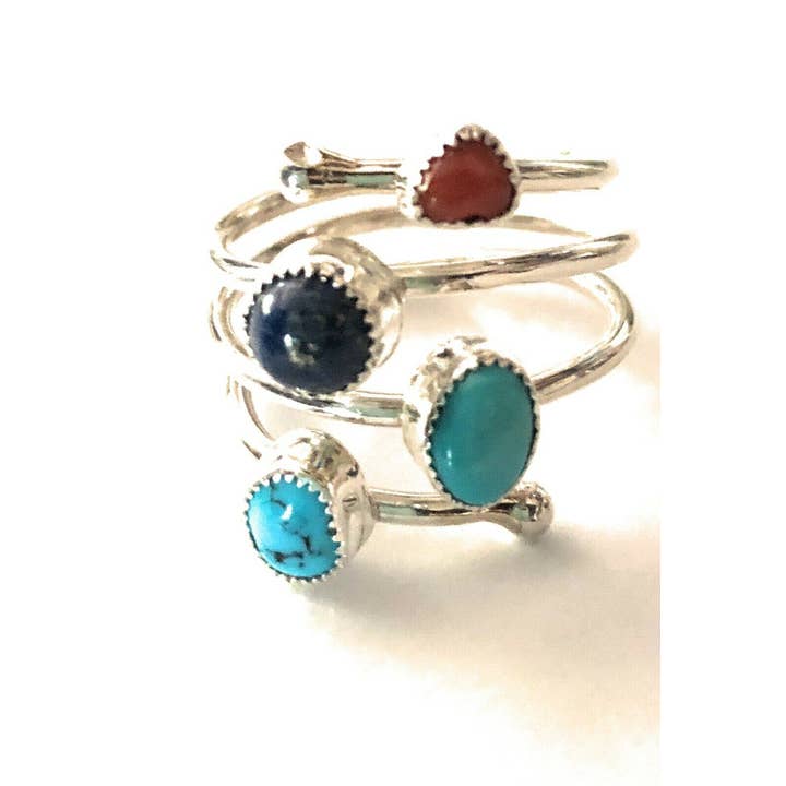 Nizhonitradersllc - Wholesale Cocktail/Statement Ring - Navajo Turquoise, Lapis and Coral Sterling Silver ring