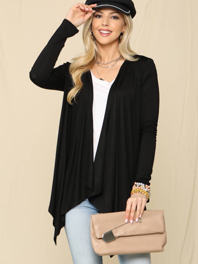 CT42015- RAYON EFFEN VEST MET LANGE MOUWEN REGULAR -C voor wholesale door Celeste Clothing