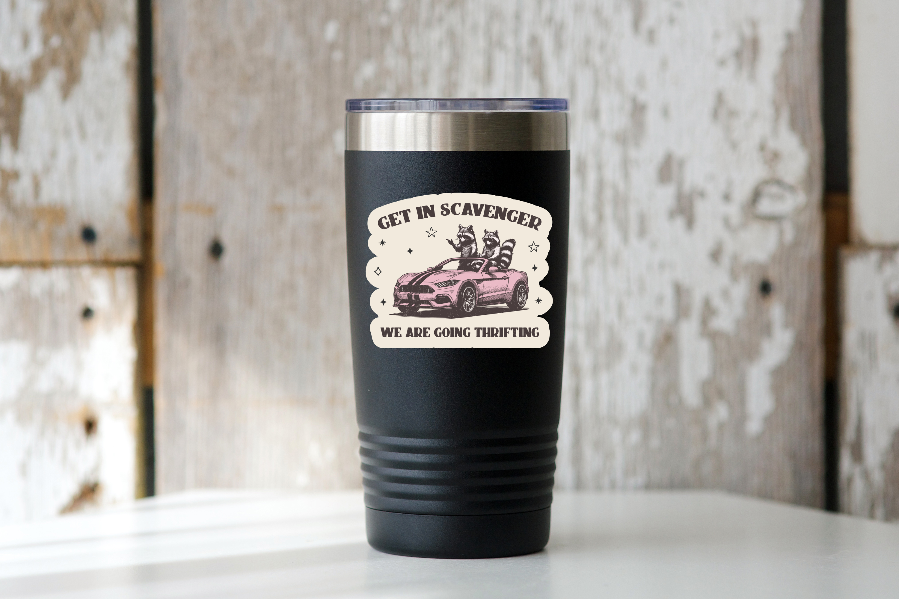 Yarnival - Wholesale Sticker - Get In Scavenger We Are Going Thrifting Sticker - raccoon1