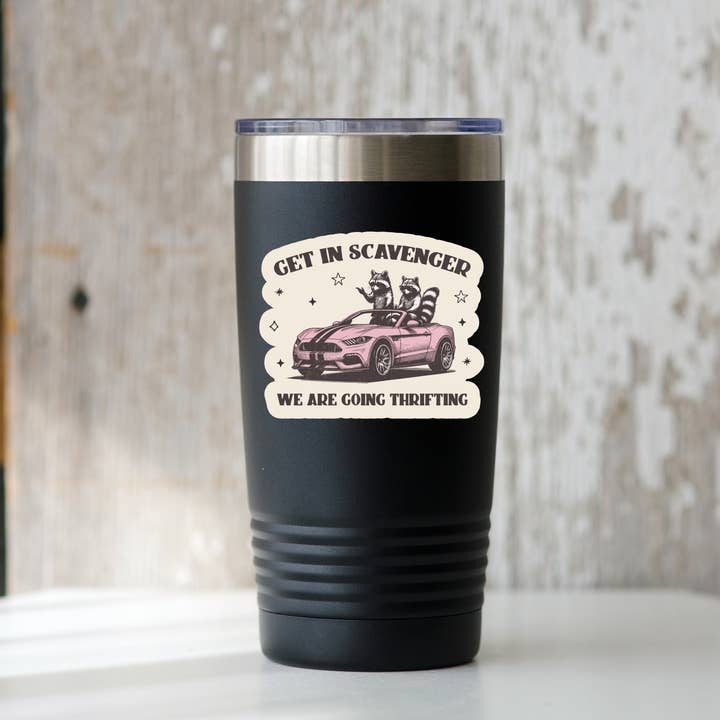 Yarnival - Wholesale Sticker - Get In Scavenger We Are Going Thrifting Sticker - raccoon1