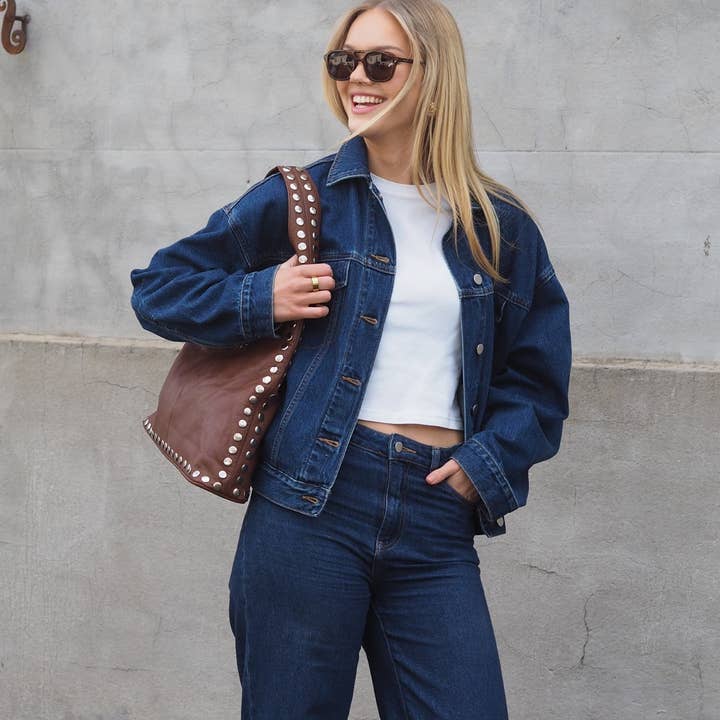 Cadelle Leather - Wholesale Shoulder bag – women's - Jenna Studded Hobo | Chocolate1