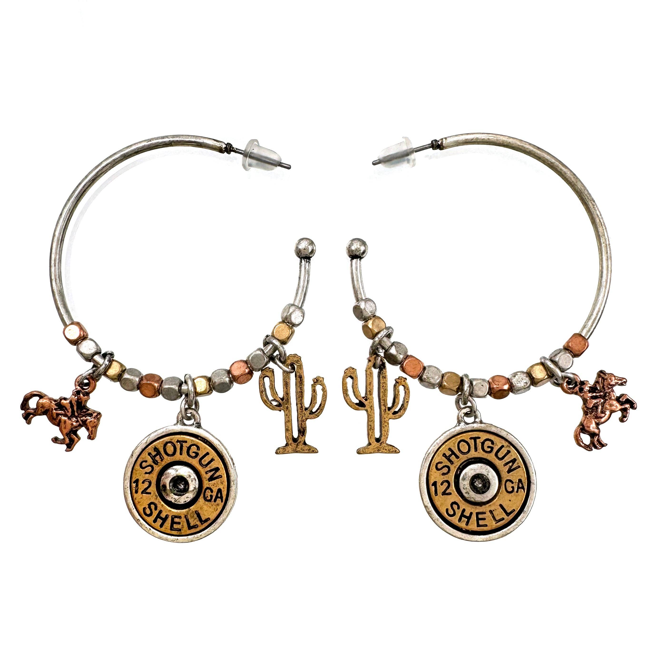 Lunar Deer – wholesale Hoop earrings – Bullet Shell Cowboy Cactus Western C Hoop Earrings1