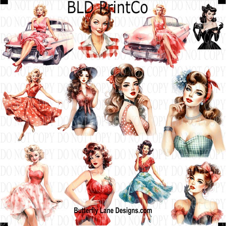 CAPS 18 Ensemble Rétro Pin-up Fille 1 pour la vente par BLD Print Co