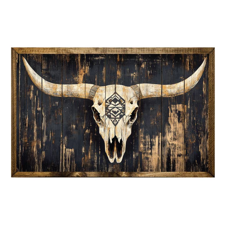 TIMBERLAND FRAME AZTEC SKULL BLACK AND GOLD FAUX WOOD for wholesale by Jarmz Designs