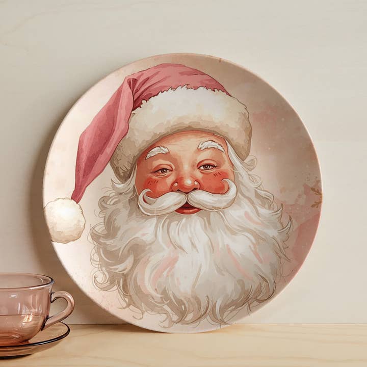 Roze Kerstman Keramisch Dinerbord voor wholesale door Timeless Luxe Boutique