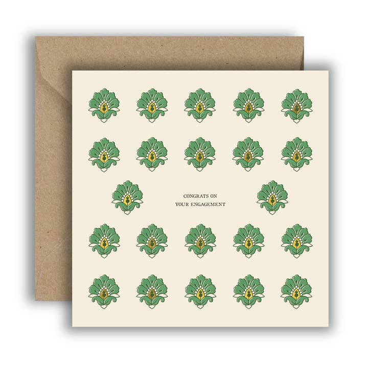 Congratulazioni per il tuo fidanzamento Carta di auguri con dettagli in lamina per la vendita all'ingrosso da parte di Lione & Sheikh