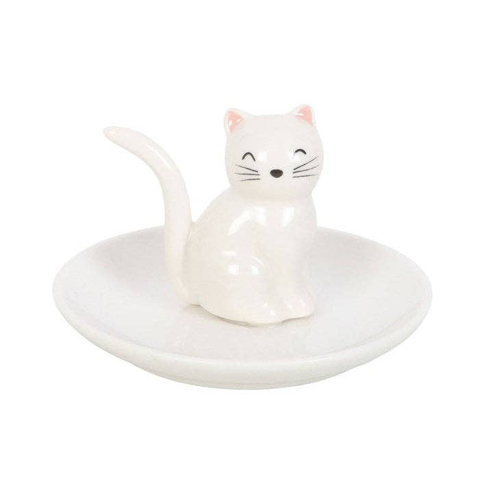 Something Different Wholesale – wholesale Jewellery dish – Sitting White Cat Face Trinket Dish1