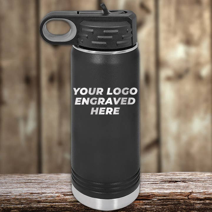 Custom Water Bottles 20 oz with your Logo or Design Engraved for wholesale by Kodiak Wholesale