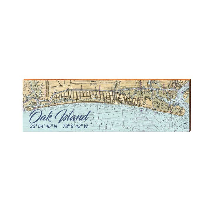 Oak Island NOAA Chart Map | Wall Art Print on Real Wood for wholesale by Mill Wood Art