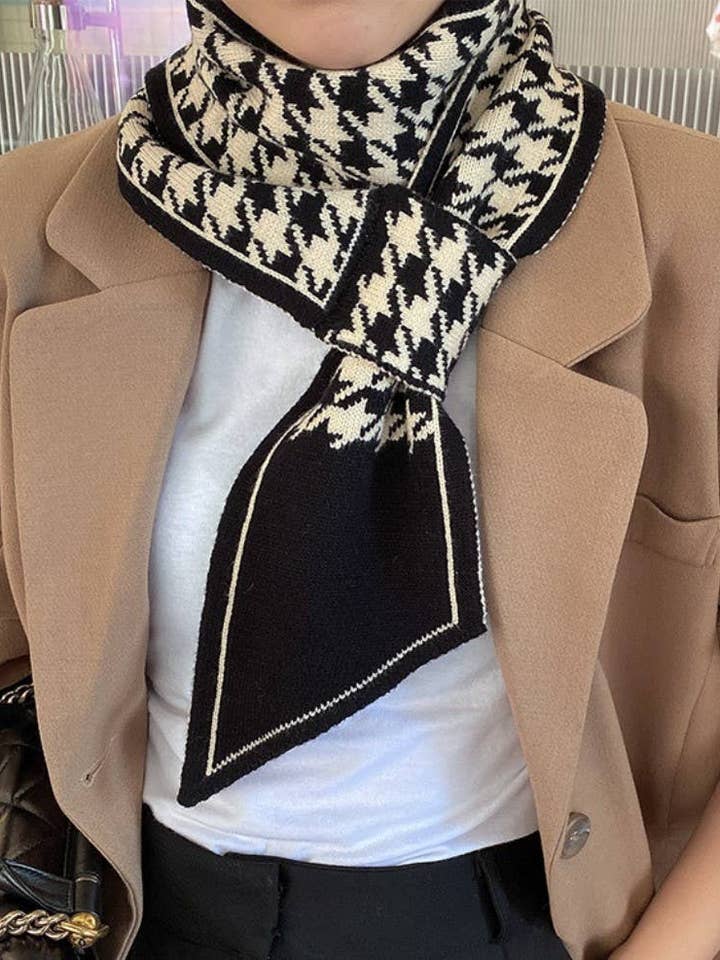 JC023331 Sophie Scarf-Cross-Front Houndstooth Sophie Scarf for wholesale by JC Sunny Fashion