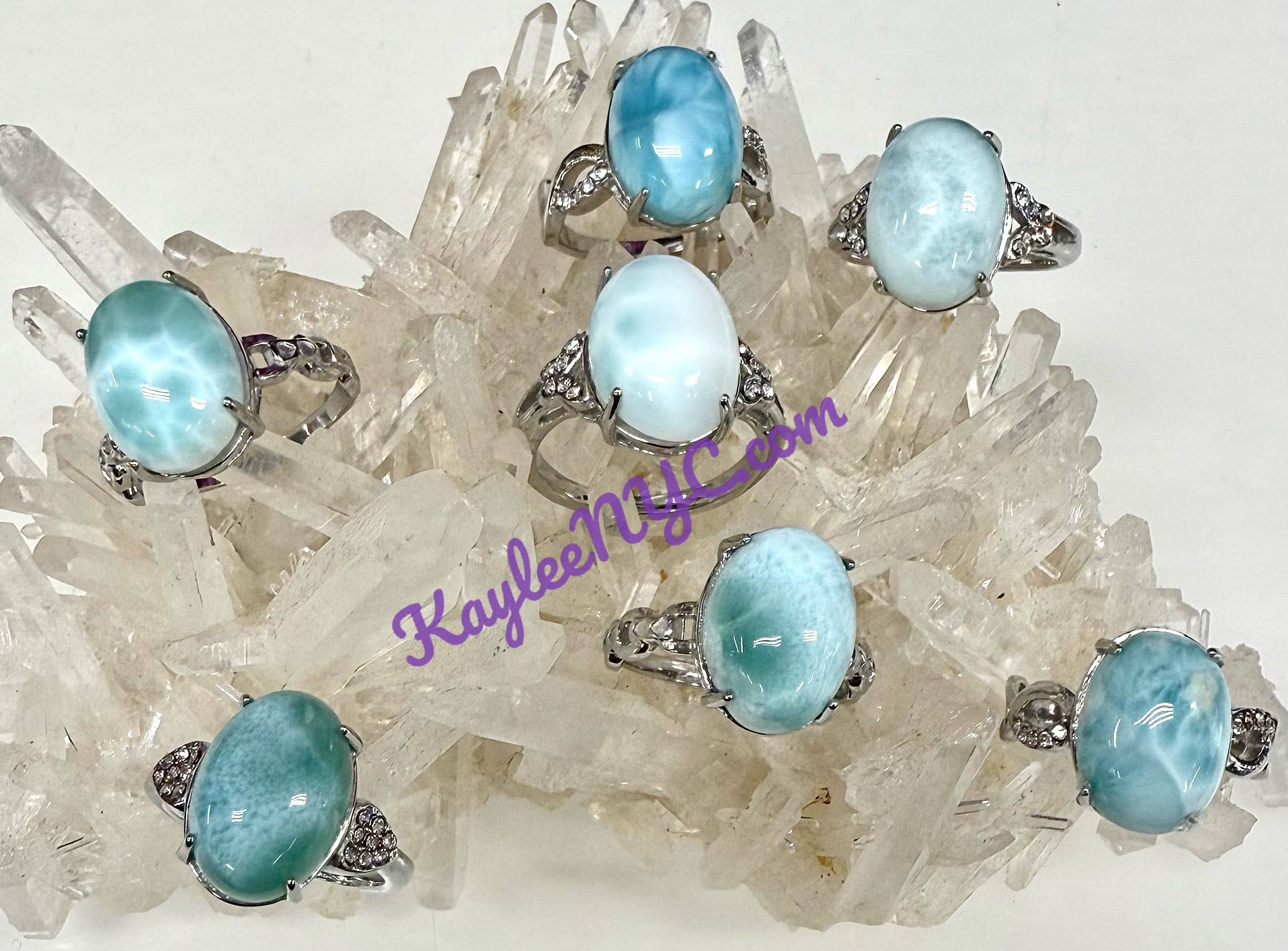 KayleeNYC - Wholesale Single Stone/Solitaire Ring - Natural Larimar Stainless Steel Ring 10x14mm1
