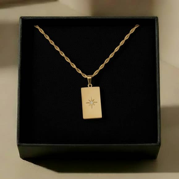 North Star Necklace 18k Gold Plated Waterproof Celestial for wholesale by Gold Lunar