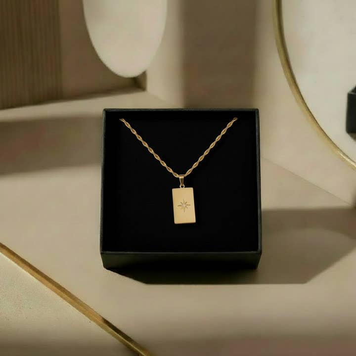 North Star Necklace 18k Gold Plated Waterproof Celestial for wholesale by Gold Lunar
