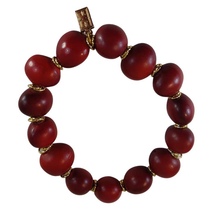 Stretchy Red & Black Good Luck Beaded Bracelet for wholesale by Evelyn Brooks