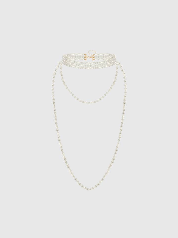 Glamorous Multi Layer Pearl Necklace Set for wholesale by BABEYOND