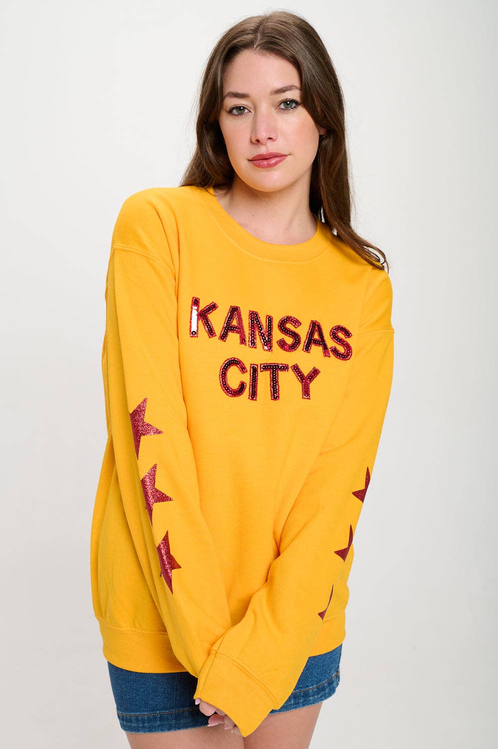 Locale - Wholesale Sweatshirt - Dames - Kansas City Star sweatshirt met lovertjes6
