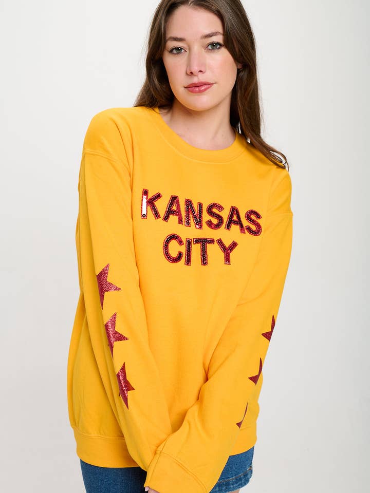 Locale - Wholesale Sweatshirt - Dames - Kansas City Star sweatshirt met lovertjes6
