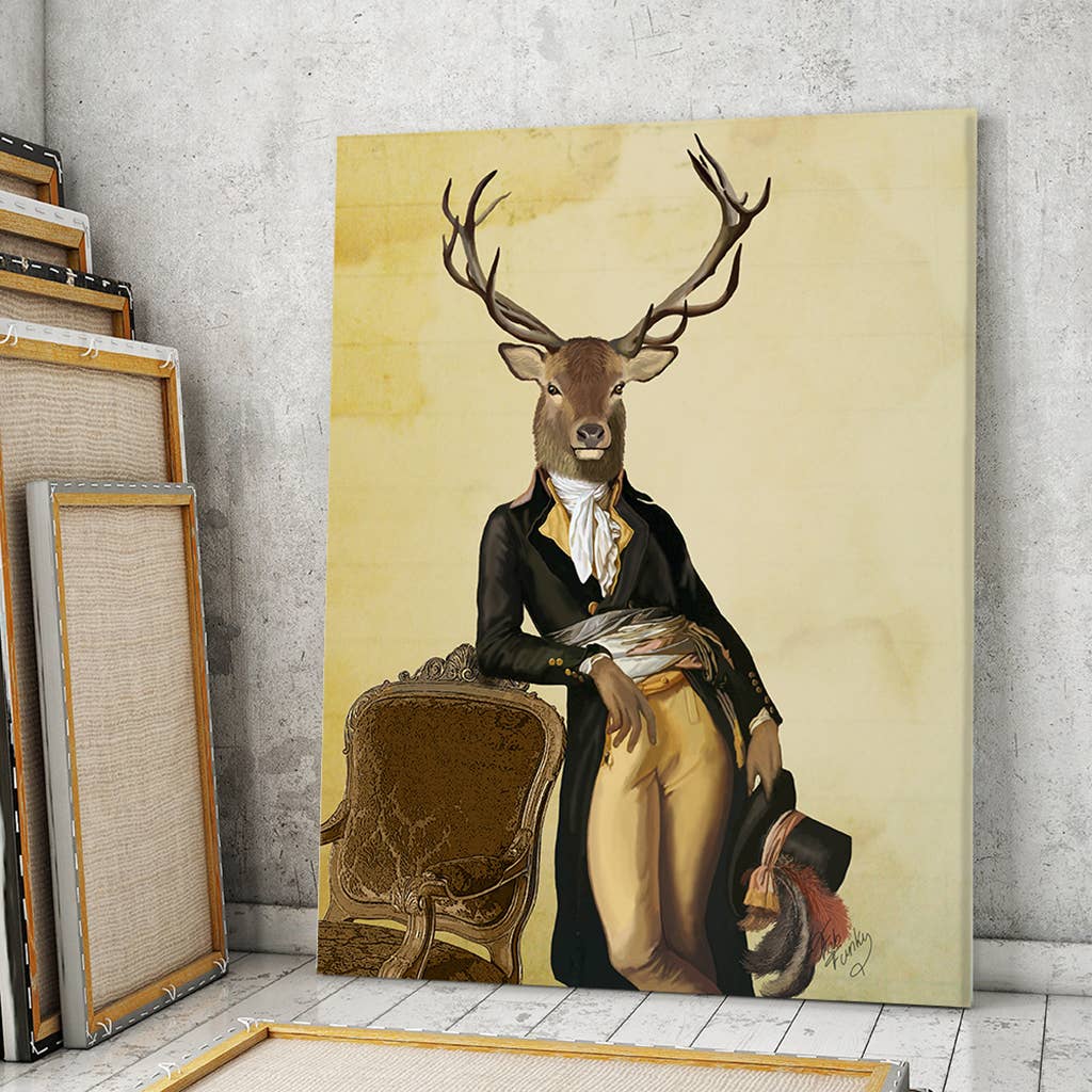 FabFunky Ltd - Wholesale Art Print - Deer & Chair, Stag Regency Style Giclee Art Print Wall Art1