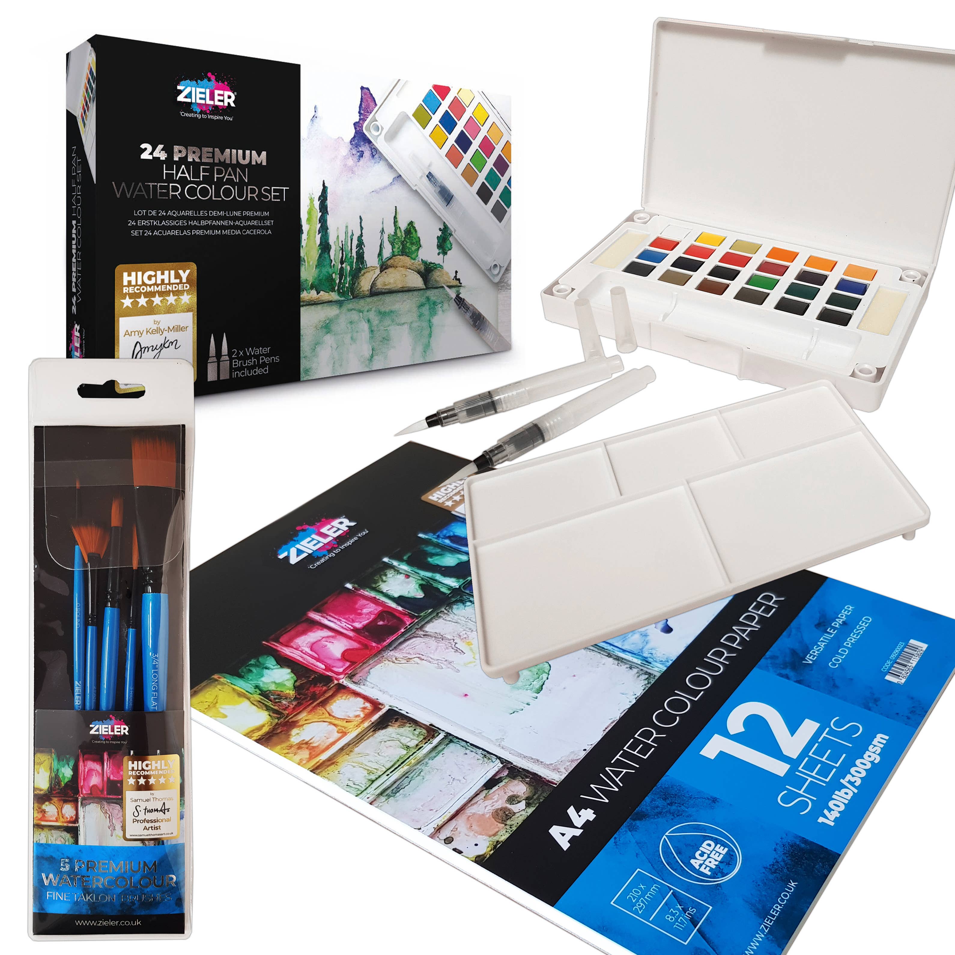 Zieler – Conjunto de arte - Crianças e bebés por atacado – Kit de Presente para Iniciantes em Aquarela - por Zieler2