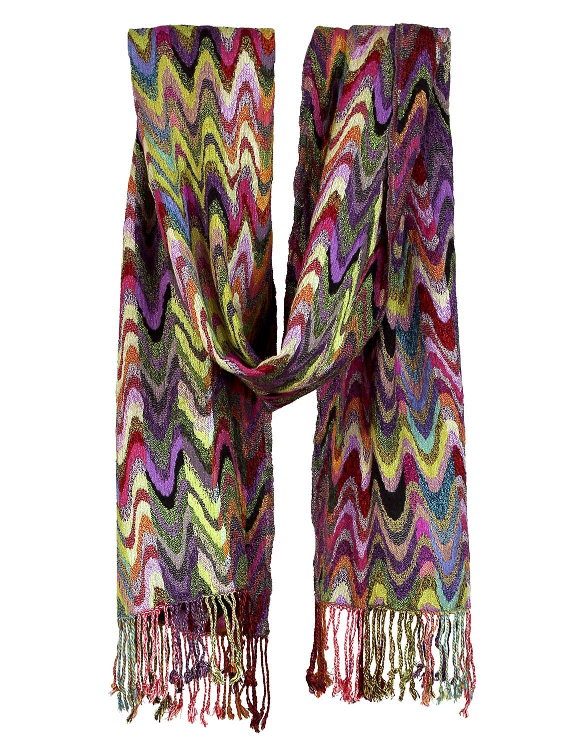 Sunshine Joy – wholesale Scarf – Unisex – Zig Zag Soul Scarf – Multi-Colored Long Scarf, 100% Viscose2