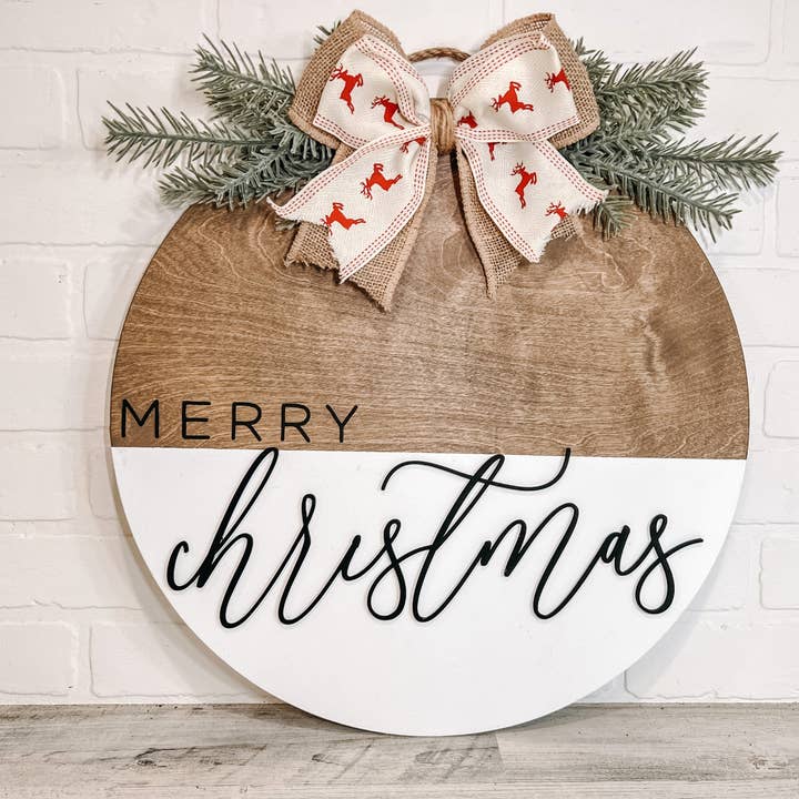 Merry Christmas Door Hanger, Vintage Christmas, Holiday Wreath, Sign for wholesale by B-Cozy Home Decor