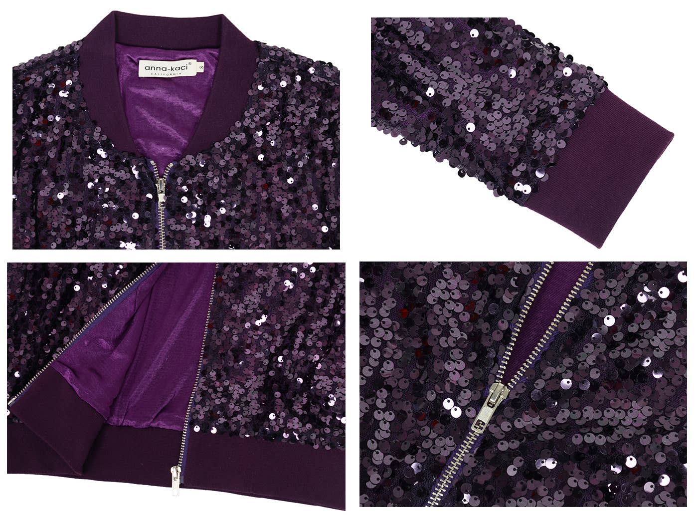 Anna Kaci Wholesale - Wholesale Bomber Jacket - Women's - Plus Size Sequin Bomber Jacket51