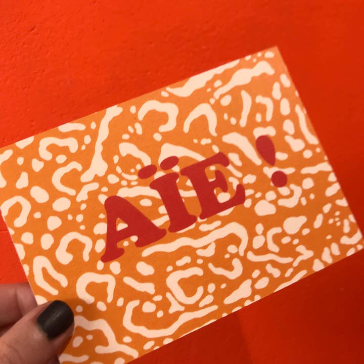 Carta ¡ AHI !_ Onomatopee_ Leopardo per la vendita all'ingrosso da parte di Claire Colin