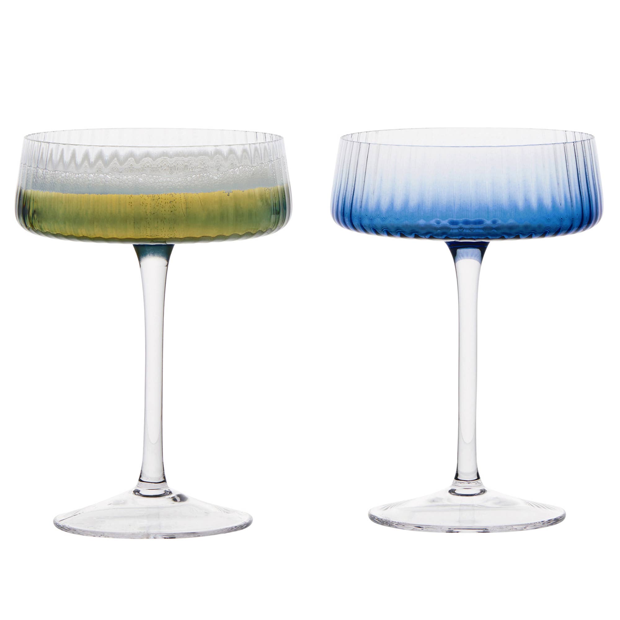 The DRH Collection BV - Wholesale Cocktail/Liquor Glass - Set of 2 Empire Blue Champagne Coupe Glasses4