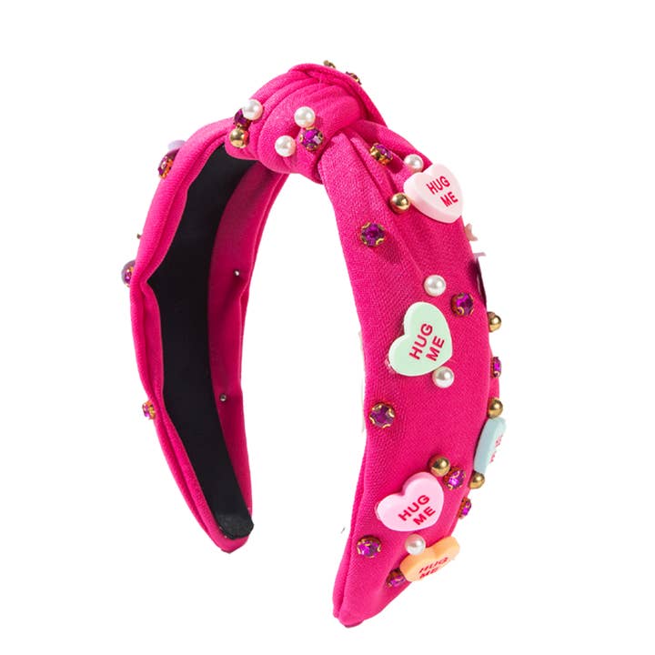 Diadema Anudada Adornada - Corazón de Caramelo Magenta para venta al por mayor de Bewaltz