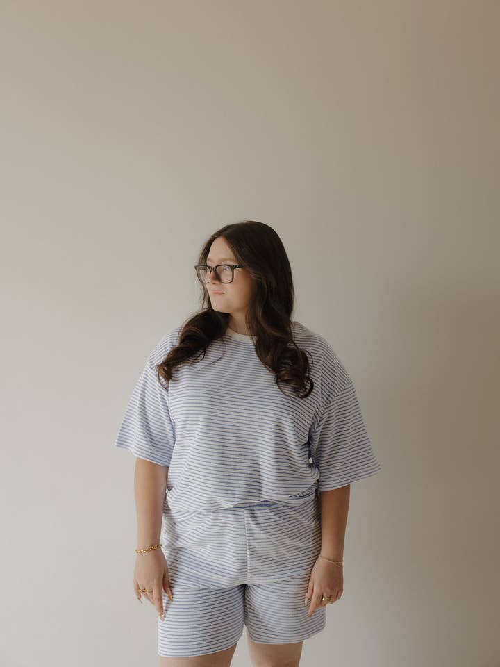 Forever French Baby - Wholesale Lounge Set - Women's - Women's Terry Short Set | Ocean Stripe