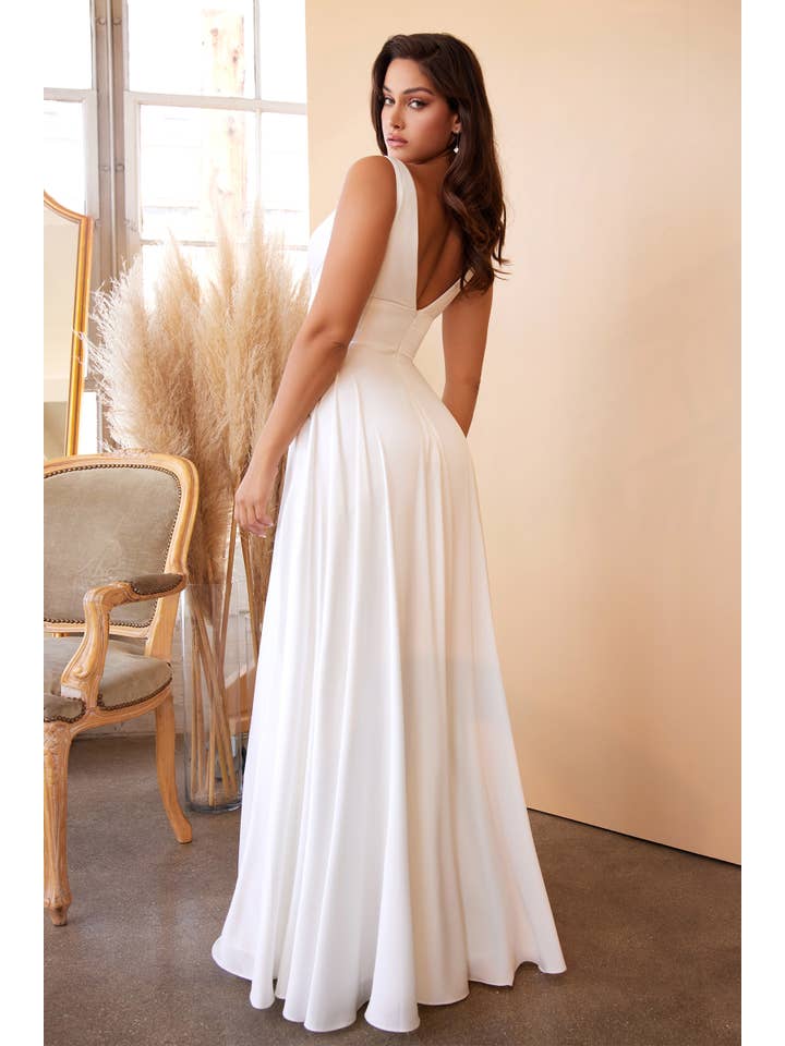 Off White Classic Soft Satin A-line Bridal Gown for wholesale on Faire