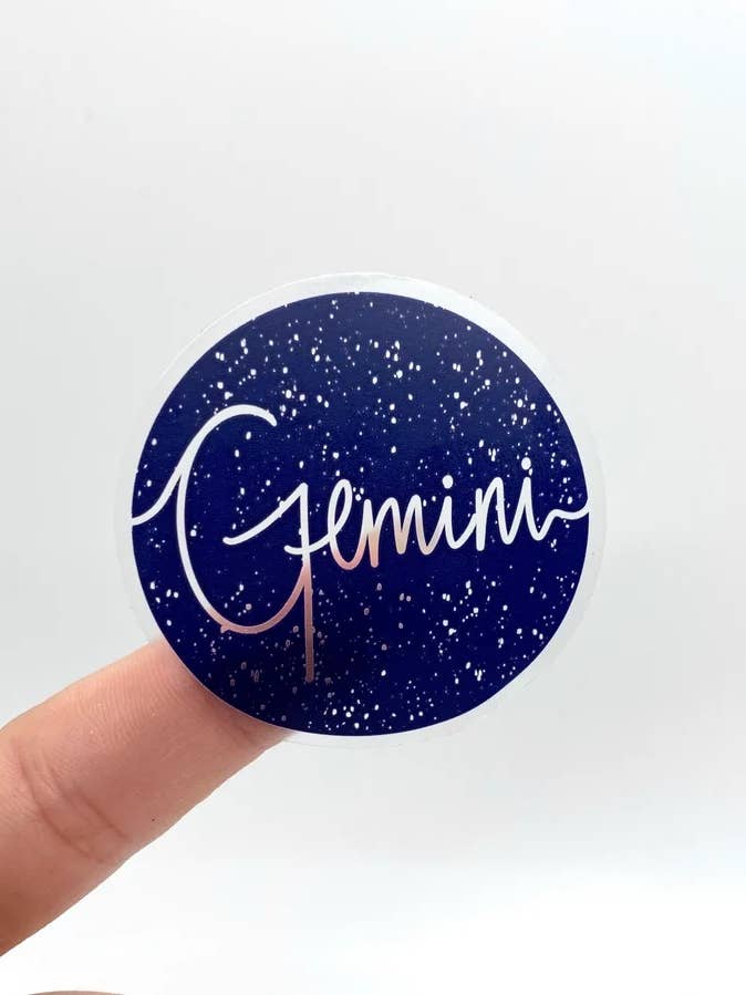 Autocollant Zodiaque rond Gemini | Autocollant pour ordinateur portable pour la vente par Papi Hour