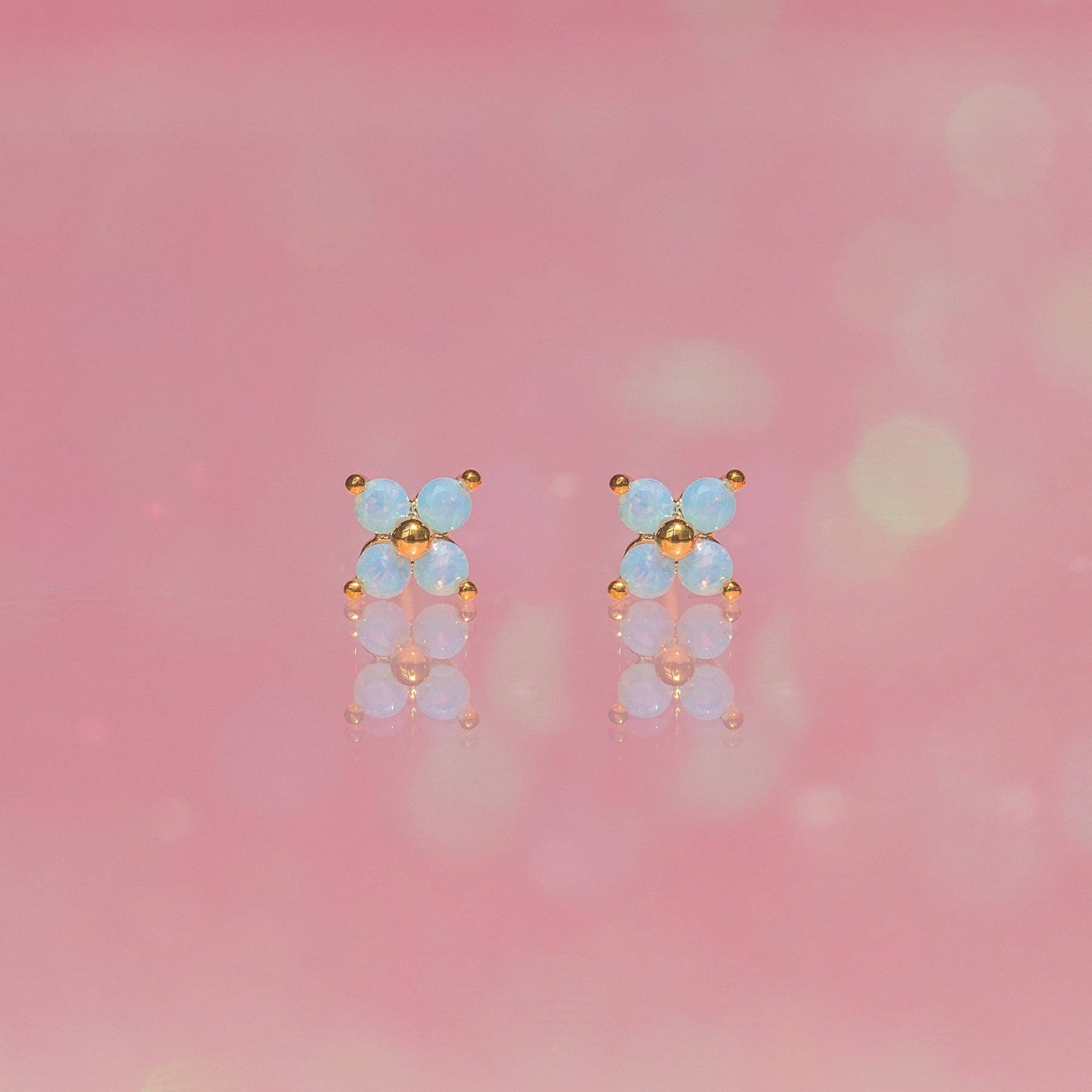 Girls Crew - Wholesale Stud/Post Earrings - Teeny Tiny Blue Blossom Studs5