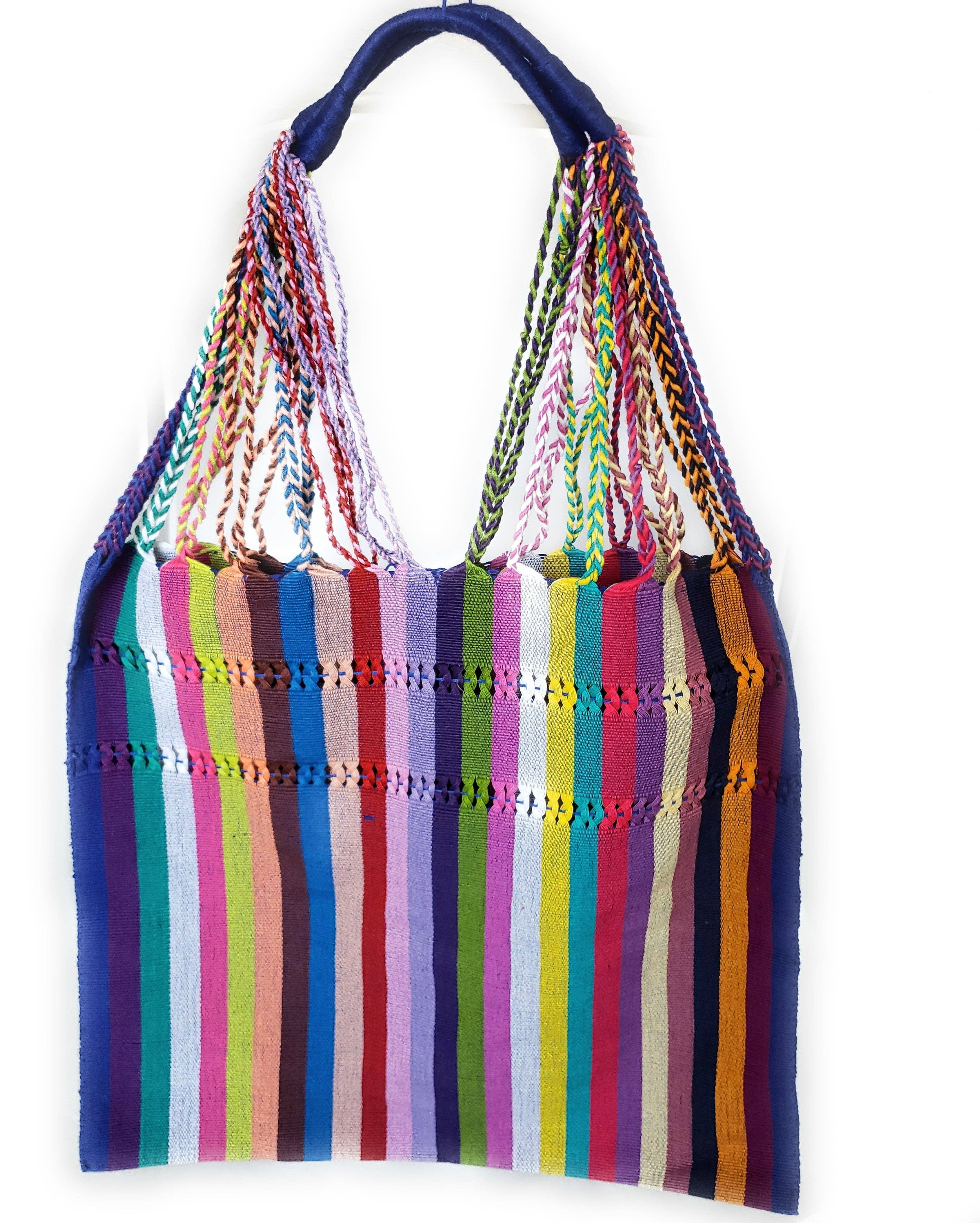 The Little Pueblo - Vente Tote bag – femme - Sac fourre-tout tissé à rayures mexicaines, hamac de Chiapas, fait main pour femme22
