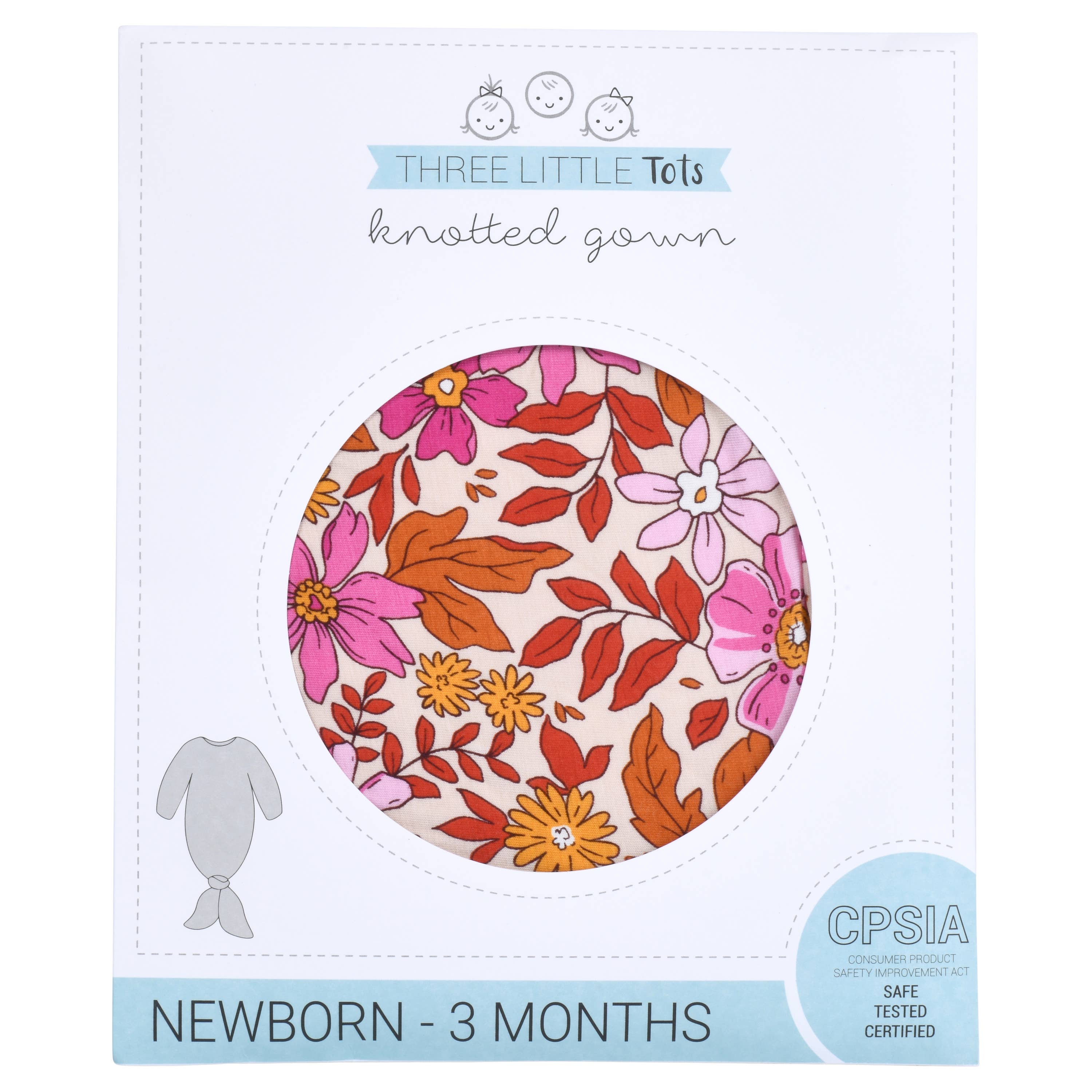 Three Little Tots - Wholesale Babygown - Baby - Wild Child Floral Hawaiian Knotted Gown2