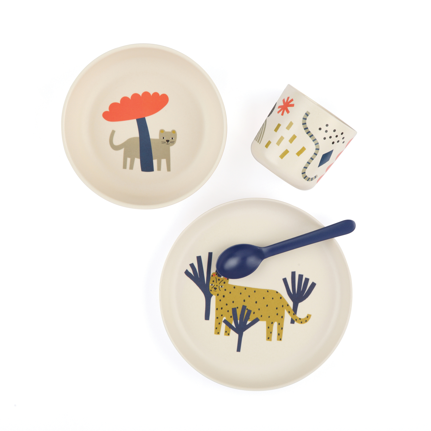 EKOBO - Wholesale Dinnerware Set - Kids & Baby - Bambino Kids Set LEOPARD1