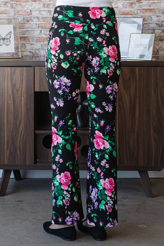 NOIR/ROSE VIF PANTALON À MOTIF FLORAL EP6717-15 en vente sur Faire10