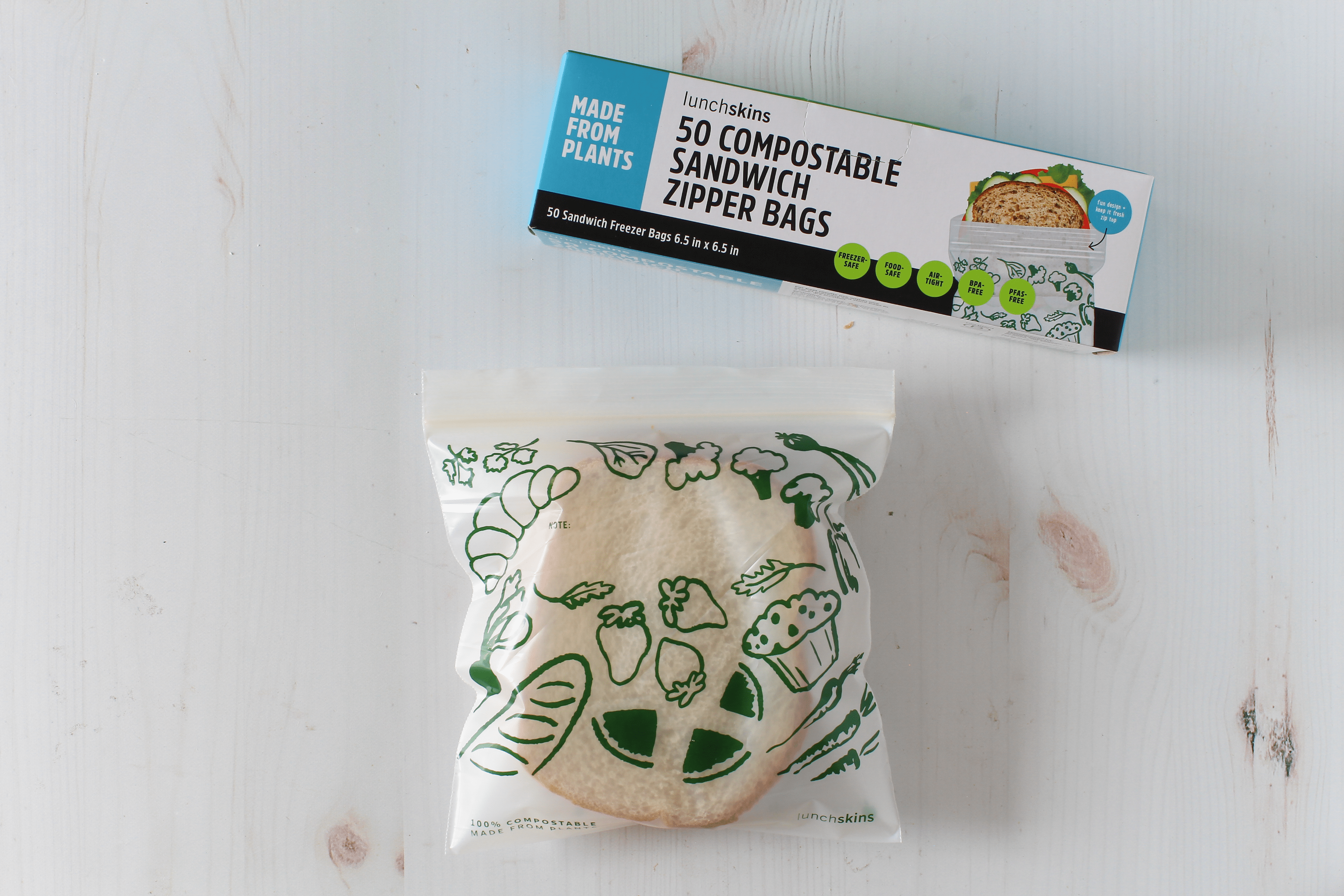 Lunchskins - Wholesale Food Storage Wrap/Bag - Compostable Freezer-Safe Sandwich Ziptop Bags 50ct5