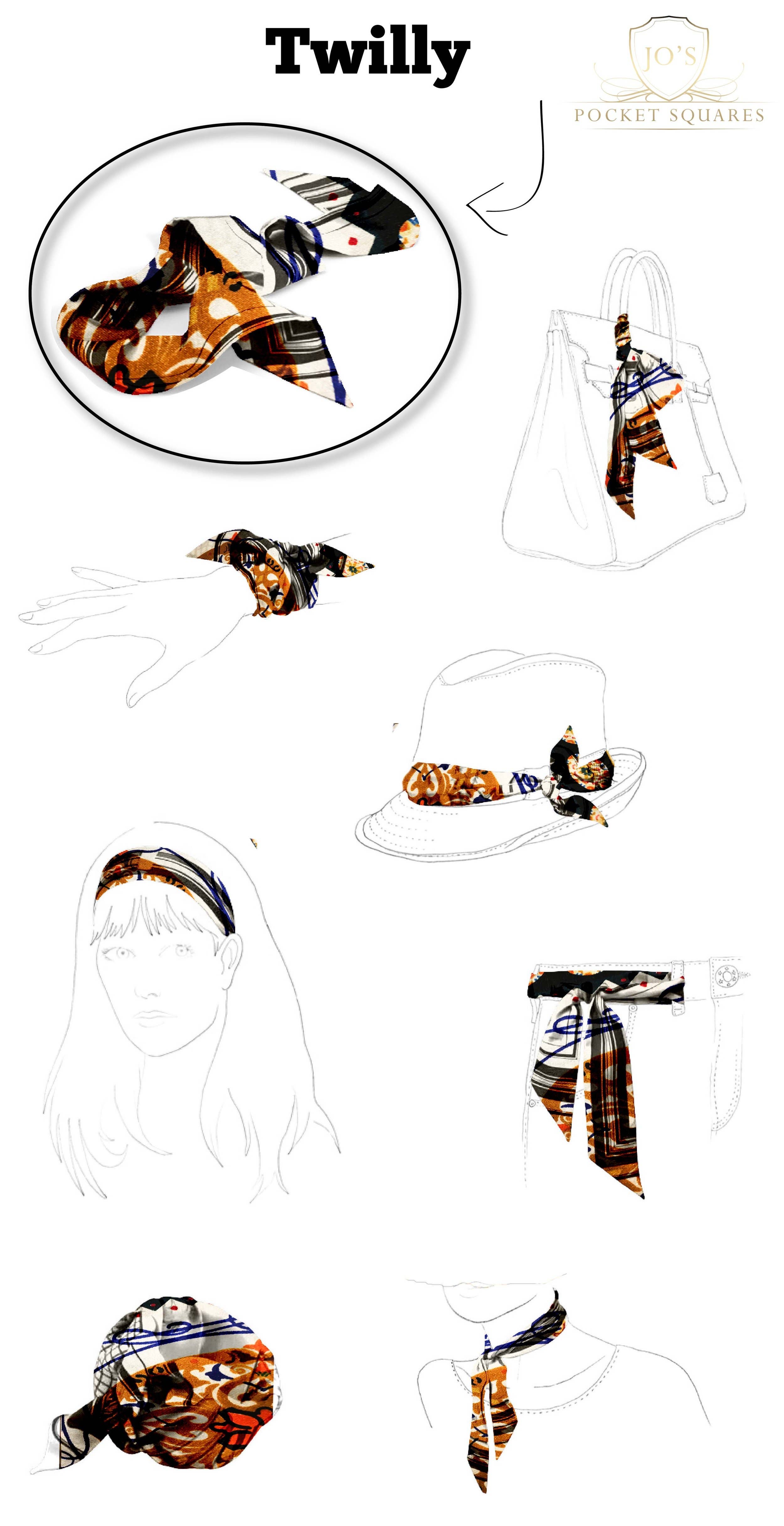 JO's Pocket Squares - Venta al por mayor Bufanda - Mujer - Twilly - Pañuelo de cinta de seda - Diosa dorada1