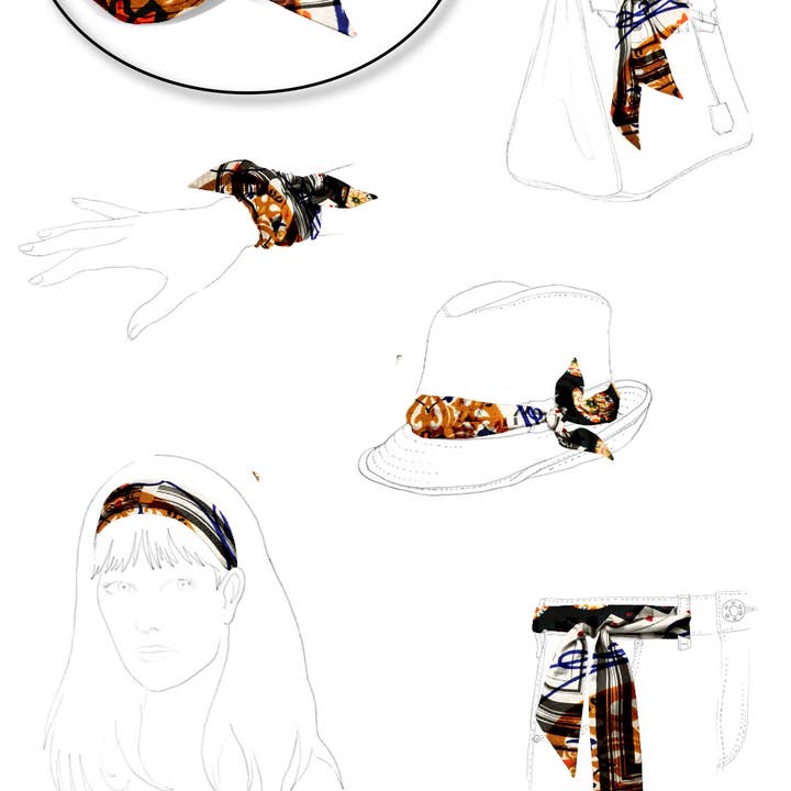 JO's Pocket Squares - Venta al por mayor Bufanda - Mujer - Twilly - Pañuelo de cinta de seda - Diosa dorada1