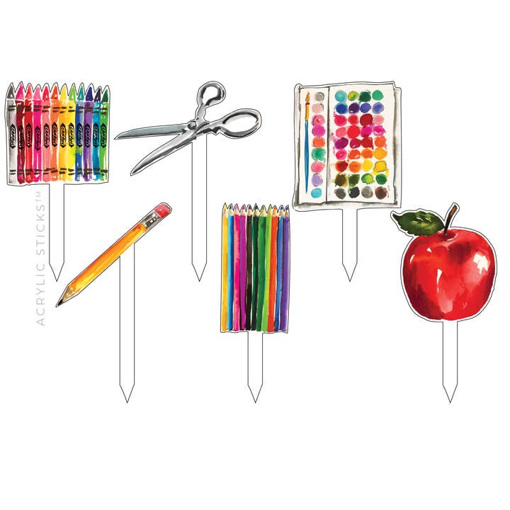 TEACHER'S PET ACRYLIC PARTY PIK STICKS COMBO for wholesale by XO ACRYLICS | ACRYLIC STICKS