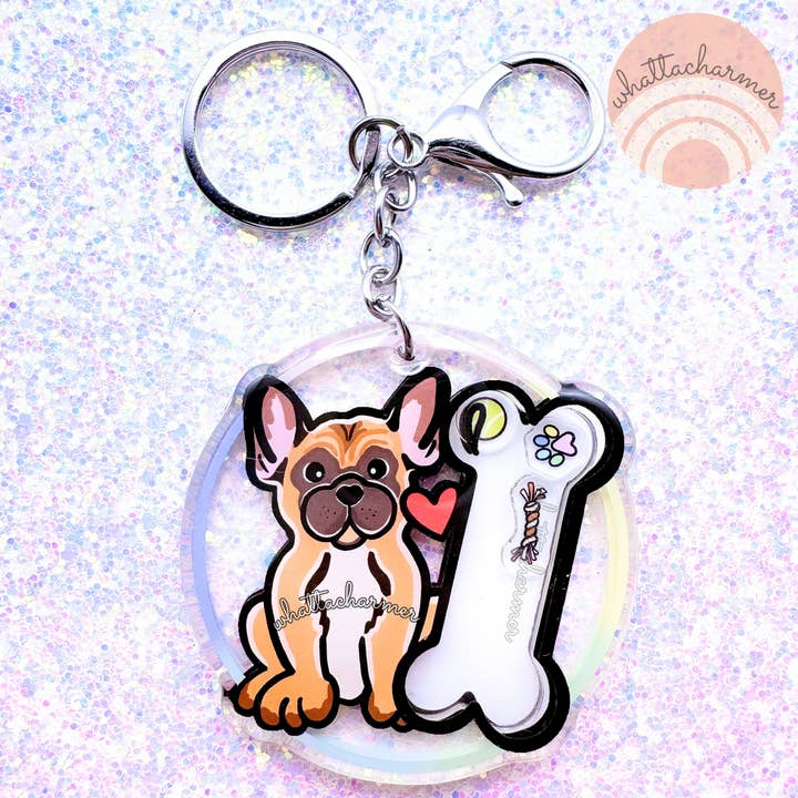 WhattaCharmer - Wholesale Keychain - Unisex - French Bulldog (Frenchie) Keychain, Fawn