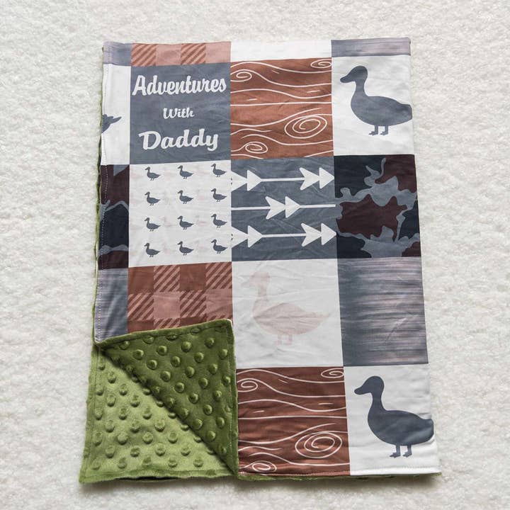 Baby Kids Hunting Duck Minky Blankets for wholesale by Aier Wholesale
