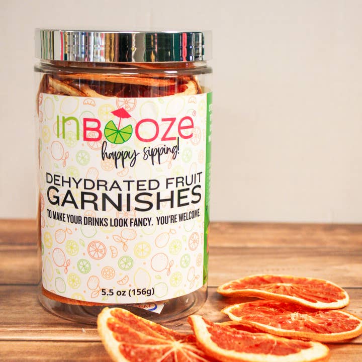 InBooze - Wholesale Dried/Dehydrated Fruit - Dehydrated Grapefruit Cocktail Garnish - Bar Cart Jar