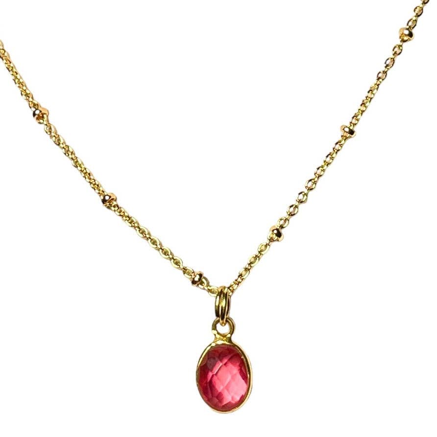 TOURMALYN - Vendita all'ingrosso Collana con ciondolo/pendaglio - Pendente "CARMEN" dorato in oro fine con pietra di Tormalina rosa2